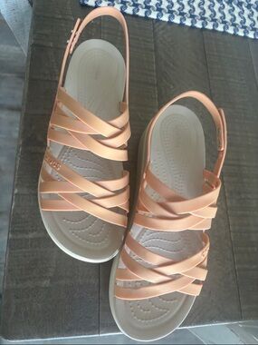 CROCS Women's Peach Strappy Slingback Sandals